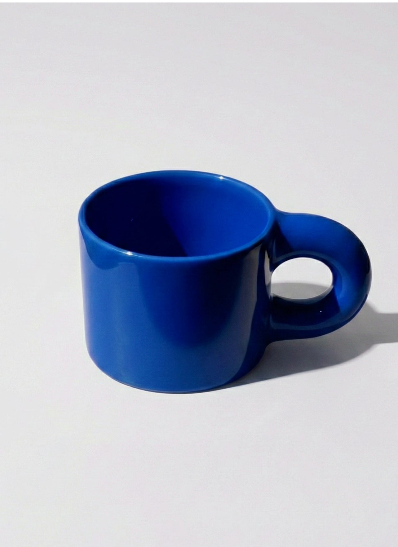 blue ceramic cup chunky handle