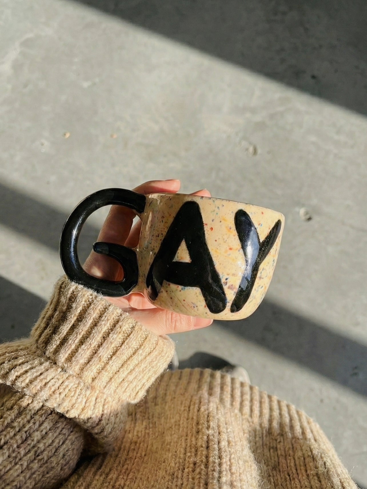 handmade ceramic custom gay mug 